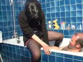 Dark-haired french prawan gets an old dudes pecker in her asshole