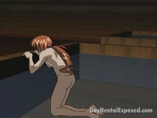 Rood haired anime homoseksueel krijgen anaal geboord door een groot piemel doggy stijl